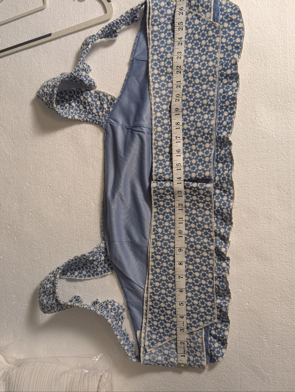 Kirious Blue White Floral Embroidered Tie Back Crop Top XL A-200 - Picture 9 of 11